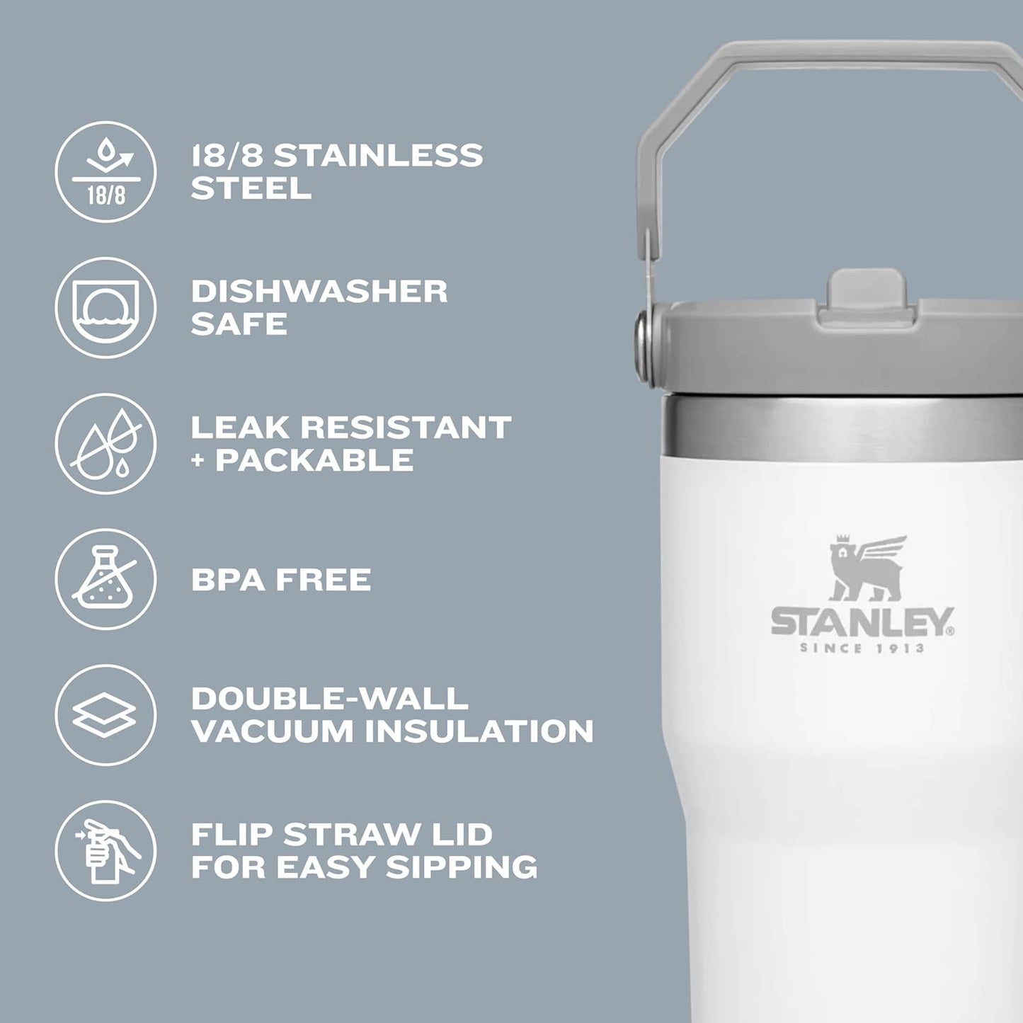 Stanley IceFlow Flip Straw Tumbler with Handle 30 oz | Twist 30 Ounces, Lilac