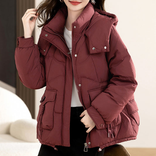 Down cotton-padded jacket women's 2024 winter new cotton-padded short Korean version of loose hooded thick warm coat cotton-padded jacket tide