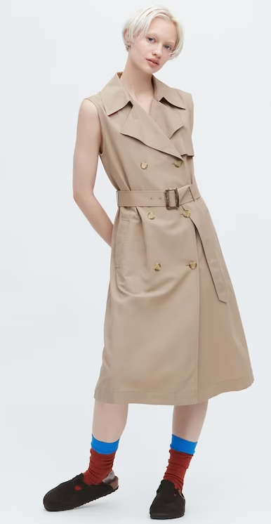 Anderson Linen Blend Belted Sleeveless Lapel Dress